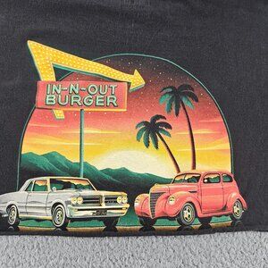 In-N-Out Burger Shirt Mens XL Black Oregon Graphic Cropped‎ Tee Classic Cars